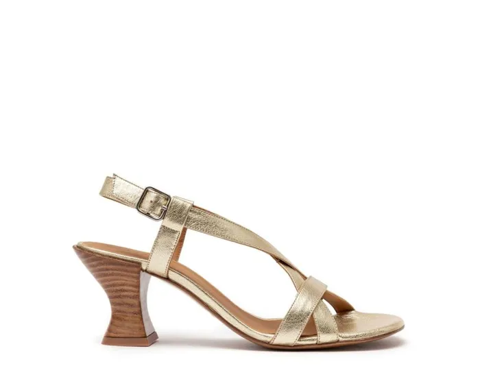 Audley Shoes Medium Heel Leather Sandal Hilaria Metallic Women Medium Heel