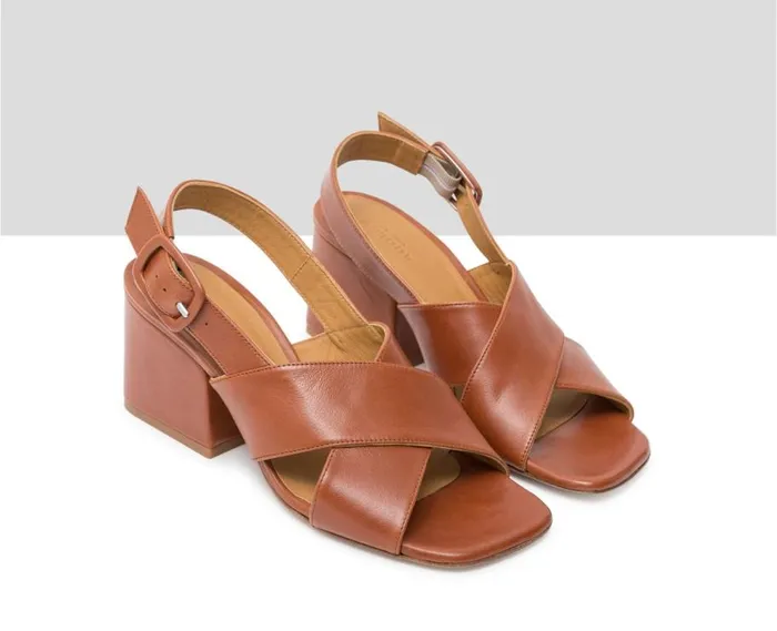 Audley Shoes Medium Heel Leather Sandal Jael Brown Women Medium Heel