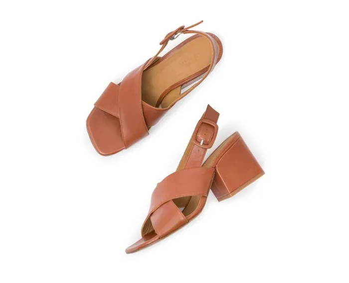 Audley Shoes Medium Heel Leather Sandal Jael Brown Women Medium Heel