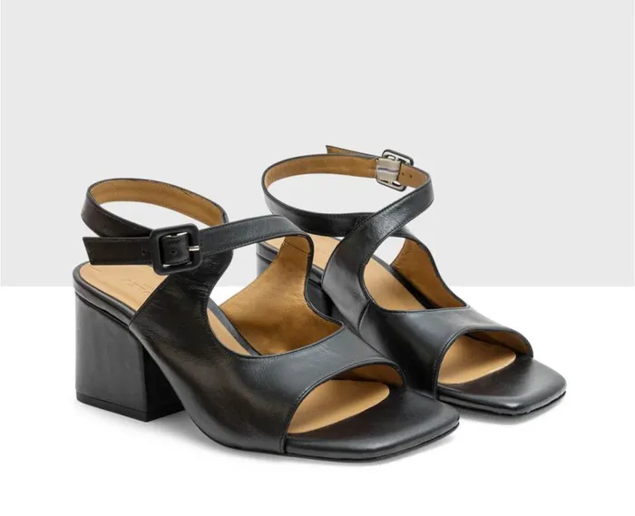 Audley Shoes Medium Heel Leather Sandal Libia Black Women Medium Heel