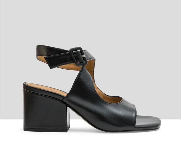 Audley Shoes Medium Heel Leather Sandal Libia Black Women Medium Heel