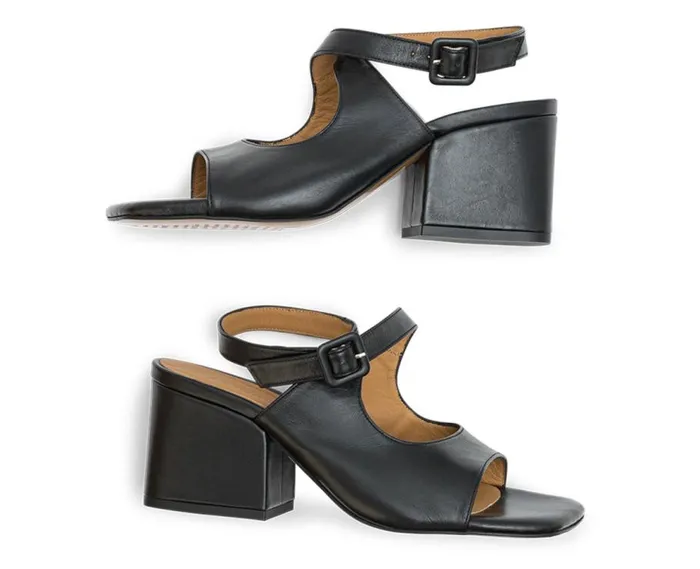 Audley Shoes Medium Heel Leather Sandal Libia Black Women Medium Heel