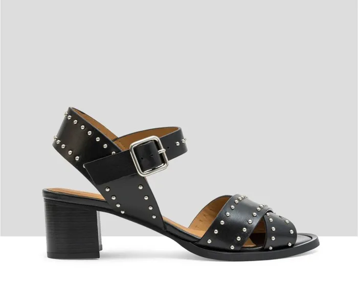 Audley Shoes Medium Heel Leather Sandal Liddy Black Women Medium Heel