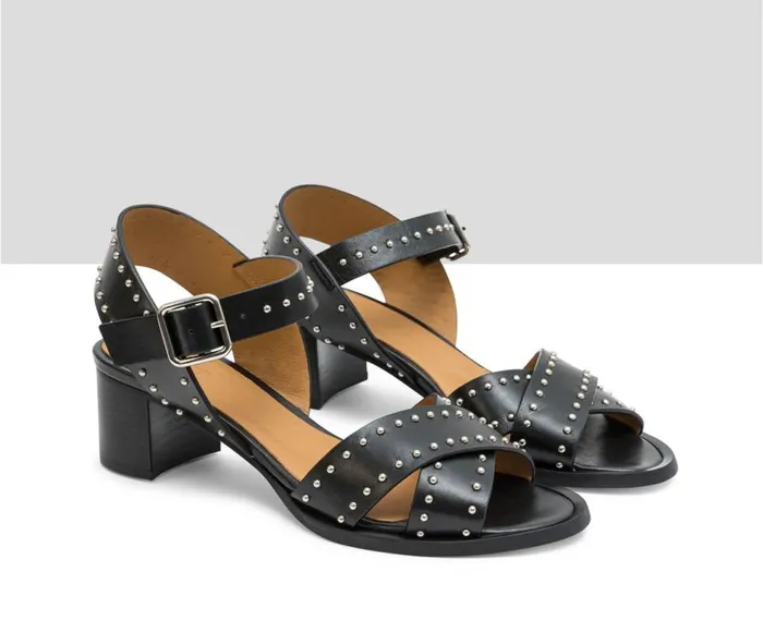 Audley Shoes Medium Heel Leather Sandal Liddy Black Women Medium Heel