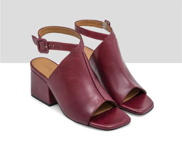 Audley Shoes Medium Heel Leather Sandal Lilian Burdeos Women Medium Heel