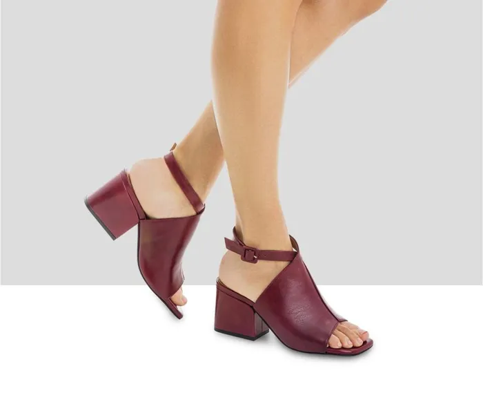 Audley Shoes Medium Heel Leather Sandal Lilian Burdeos Women Medium Heel