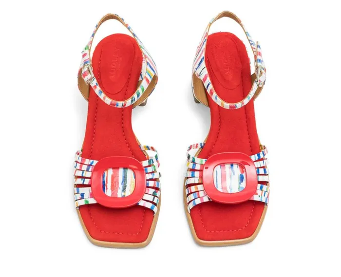 Audley Shoes Medium Heel Leather Sandal Lluvia Print Women Medium Heel
