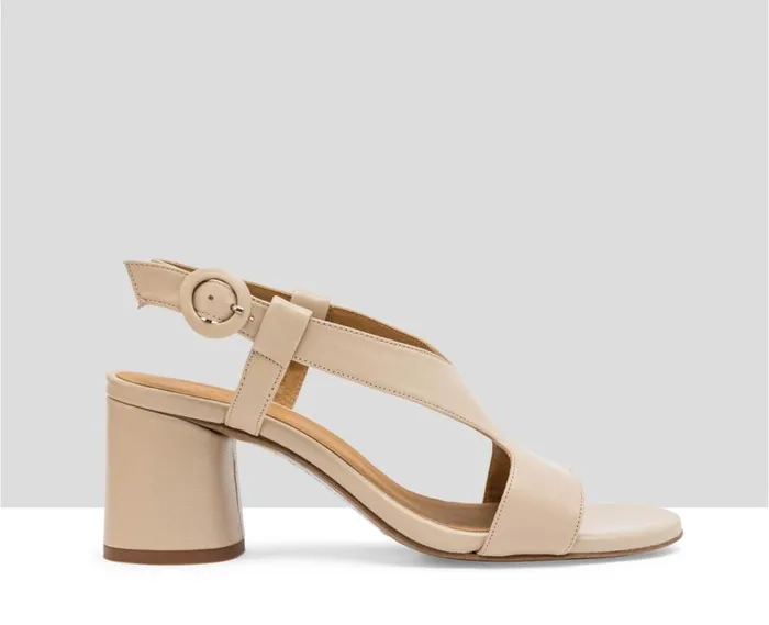 Audley Shoes Medium Heel Leather Sandal Loris Nude Women Medium Heel