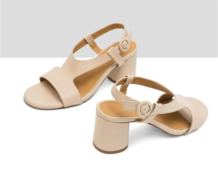 Audley Shoes Medium Heel Leather Sandal Loris Nude Women Medium Heel