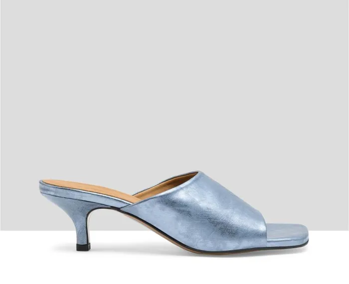 Audley Shoes Medium Heel Leather Sandal Lucila Blue Women Medium Heel