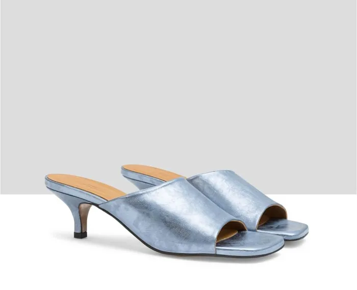 Audley Shoes Medium Heel Leather Sandal Lucila Blue Women Medium Heel