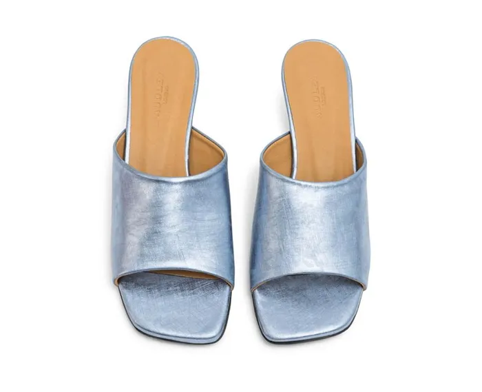 Audley Shoes Medium Heel Leather Sandal Lucila Blue Women Medium Heel