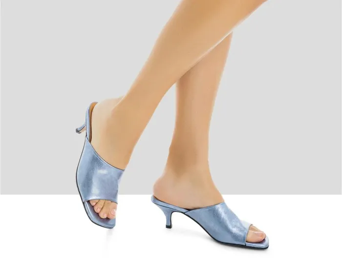 Audley Shoes Medium Heel Leather Sandal Lucila Blue Women Medium Heel