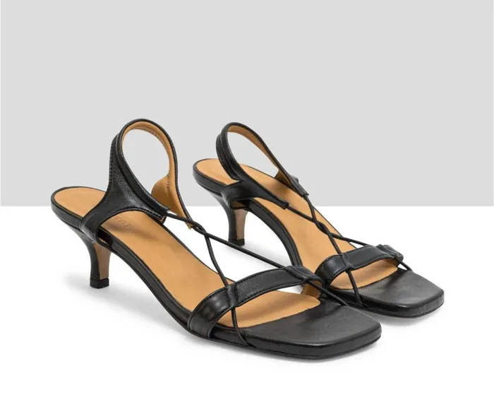 Audley Shoes Medium Heel Leather Sandal Lujan Black Women Medium Heel