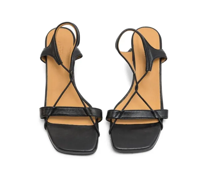 Audley Shoes Medium Heel Leather Sandal Lujan Black Women Medium Heel
