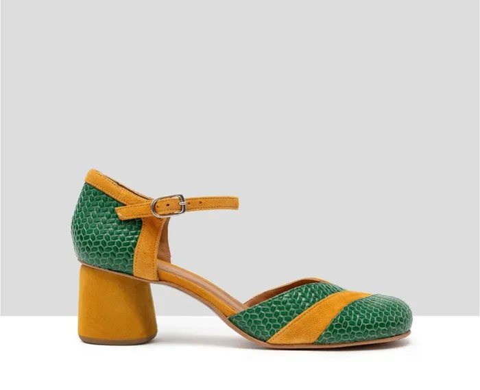 Audley Shoes Medium Heel Leather Shoe Harm Green Women Medium Heel
