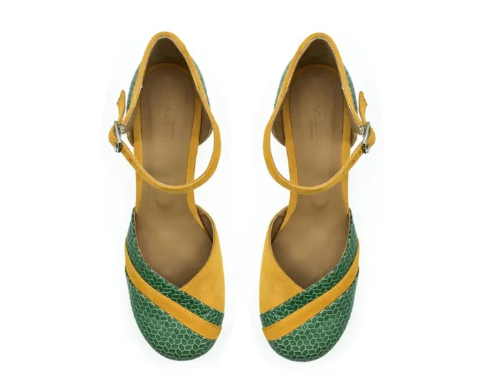 Audley Shoes Medium Heel Leather Shoe Harm Green Women Medium Heel