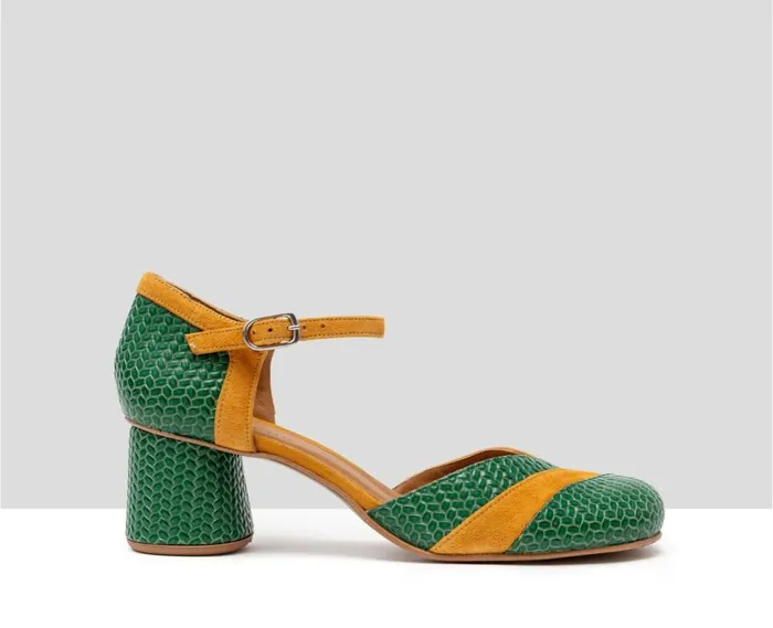 Audley Shoes Medium Heel Leather Shoe Hiba Green Women Medium Heel