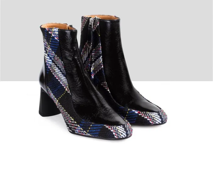 Audley Shoes Mid Heel Leather Booties Elina Black Women Medium Heel