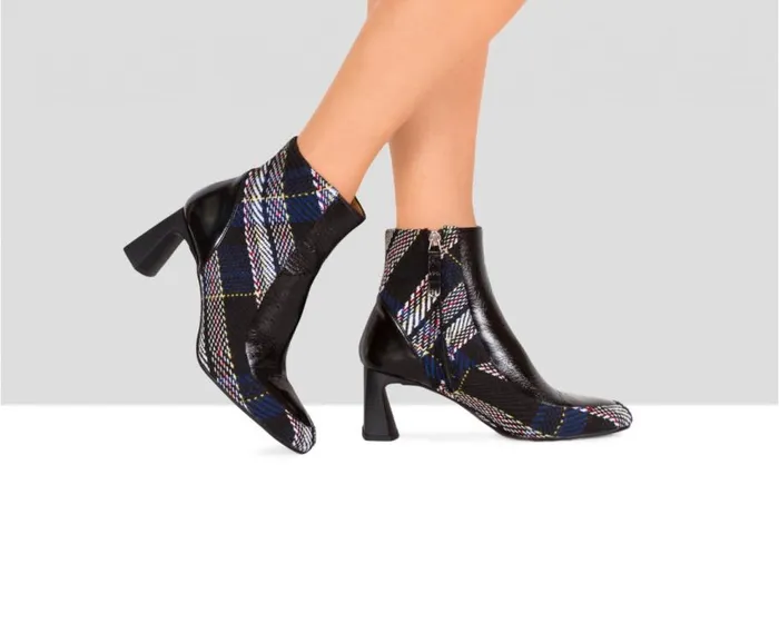 Audley Shoes Mid Heel Leather Booties Elina Black Women Medium Heel