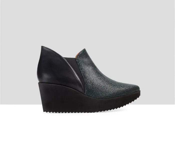 Audley Shoes Mid Heel Leather Booties Elisiana Black Women Sneakers