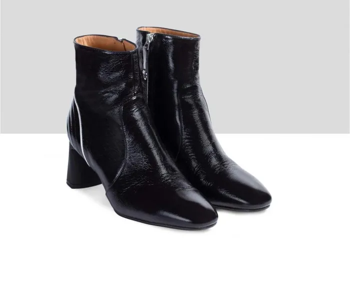 Audley Shoes Mid Heel Leather Booties Elsa Black Women Medium Heel