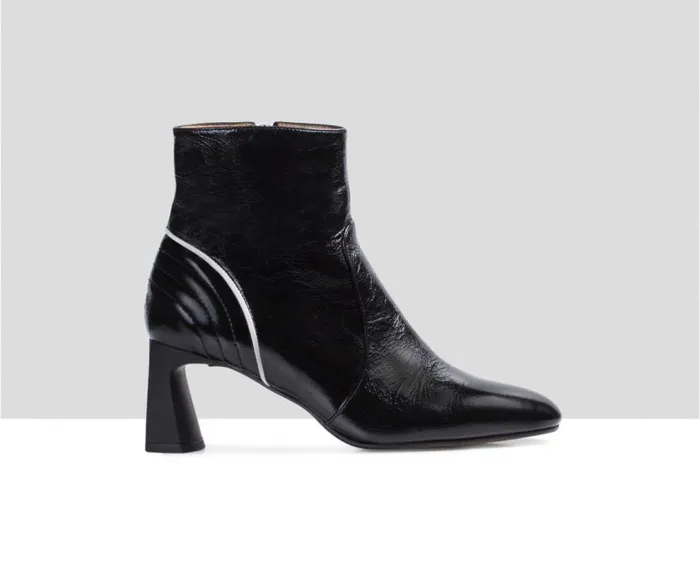 Audley Shoes Mid Heel Leather Booties Elsa Black Women Medium Heel