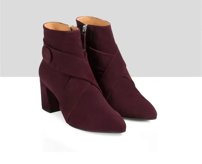 Audley Shoes Mid Heel Leather Booties Estela Purple Women High Heel