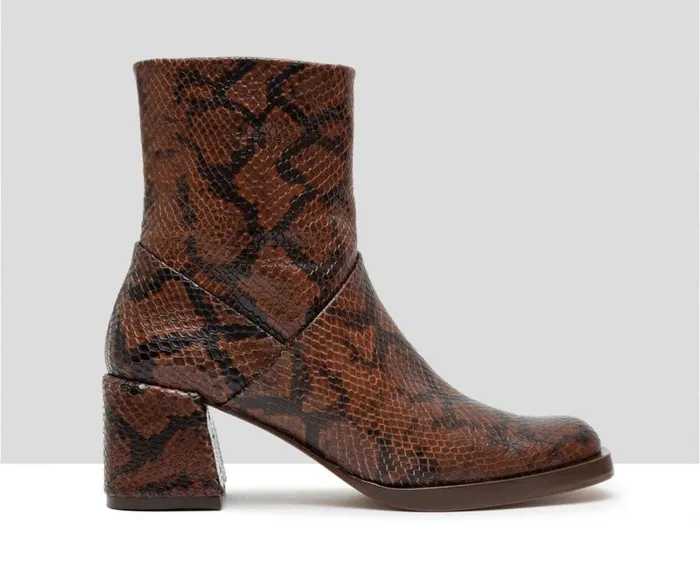 Audley Shoes Mid Heel Leather Booties Gadea Brown Women Medium Heel