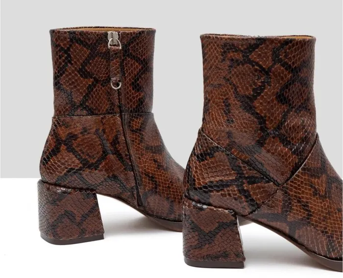 Audley Shoes Mid Heel Leather Booties Gadea Brown Women Medium Heel