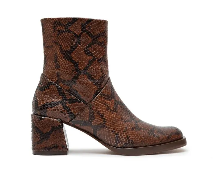 Audley Shoes Mid Heel Leather Booties Gadea Brown Women Medium Heel