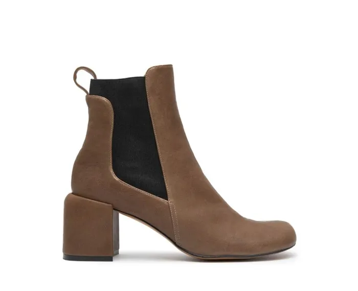 Audley Shoes Mid Heel Leather Booties Gaia Brown Women Medium Heel