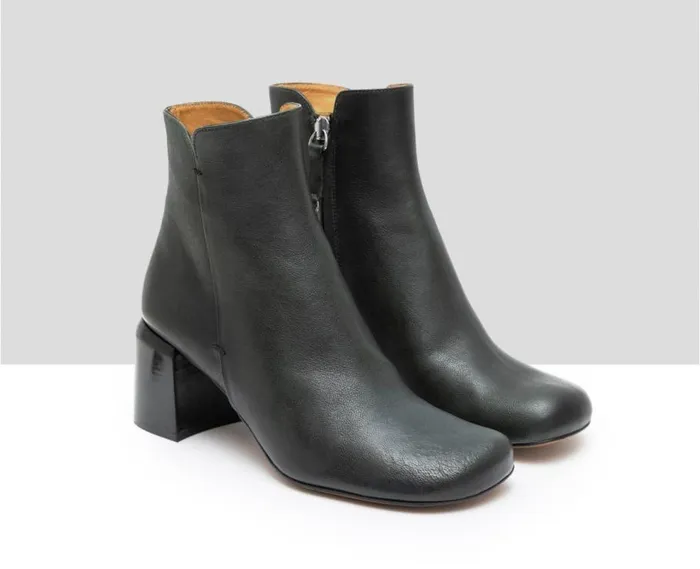 Audley Shoes Mid Heel Leather Booties Glee Green Women Medium Heel