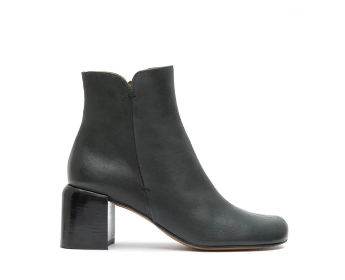 Audley Shoes Mid Heel Leather Booties Glee Green Women Medium Heel