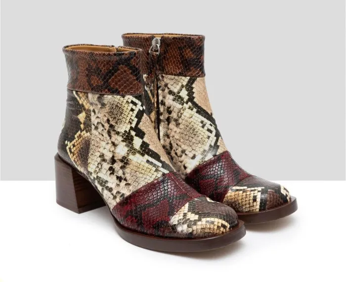 Audley Shoes Mid Heel Leather Booties Glynis Brown Women Medium Heel
