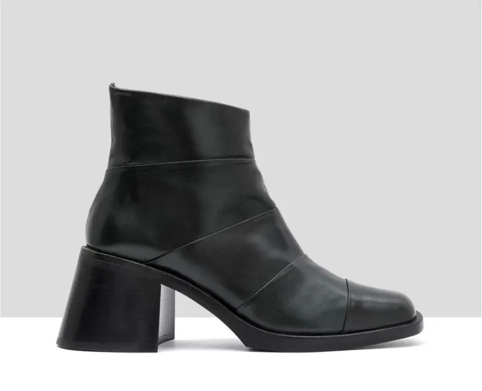 Audley Shoes Mid Heel Leather Booties Ilay Green Women Medium Heel