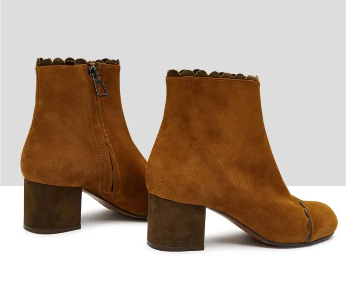 Audley Shoes Mid Heel Leather Booties Inma Brown Women Medium Heel