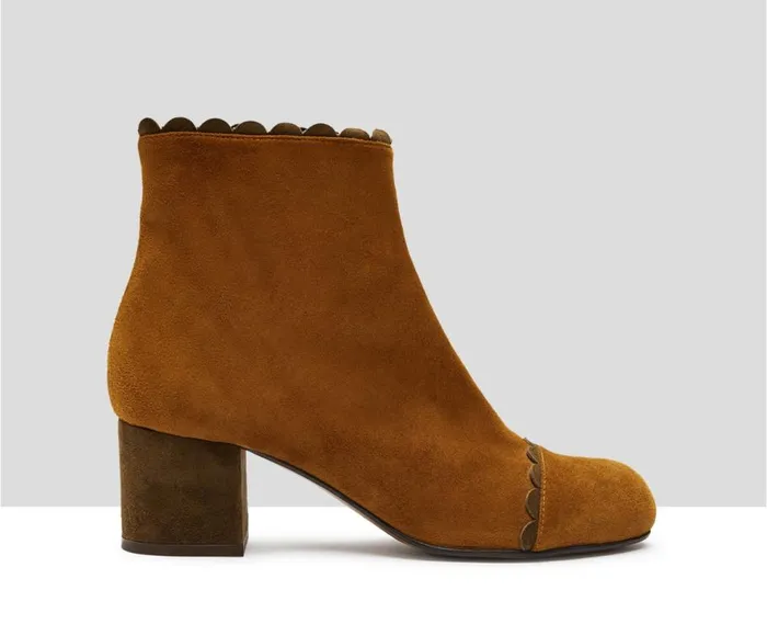 Audley Shoes Mid Heel Leather Booties Inma Brown Women Medium Heel