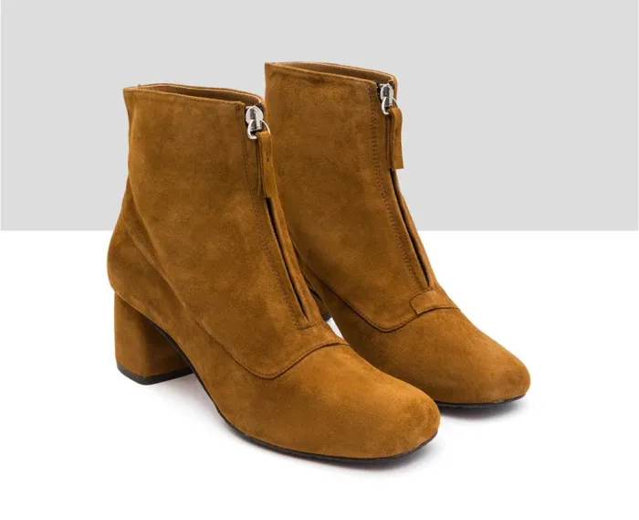 Audley Shoes Mid Heel Leather Booties Ittay Brown Women Medium Heel