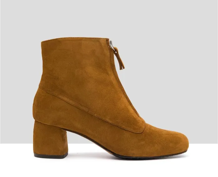 Audley Shoes Mid Heel Leather Booties Ittay Brown Women Medium Heel