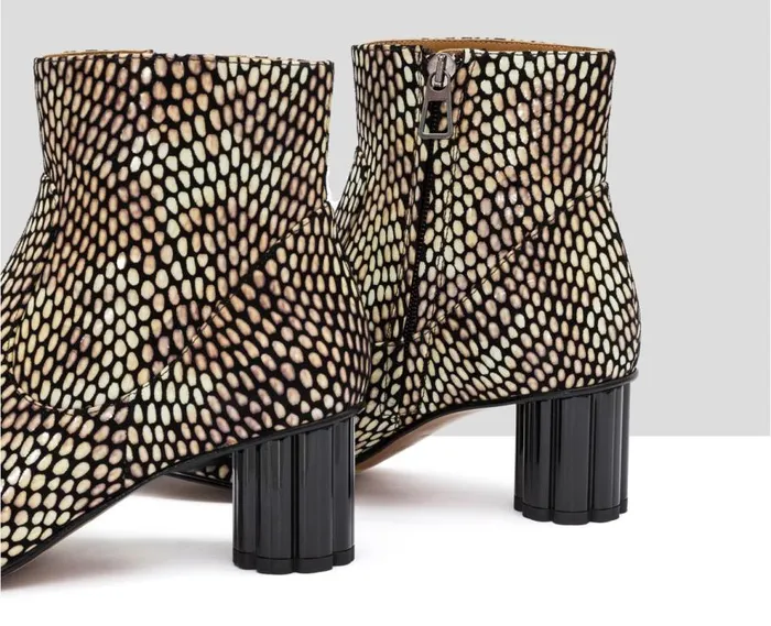 Audley Shoes Mid Heel Leather Booties Ivon Black Women Medium Heel