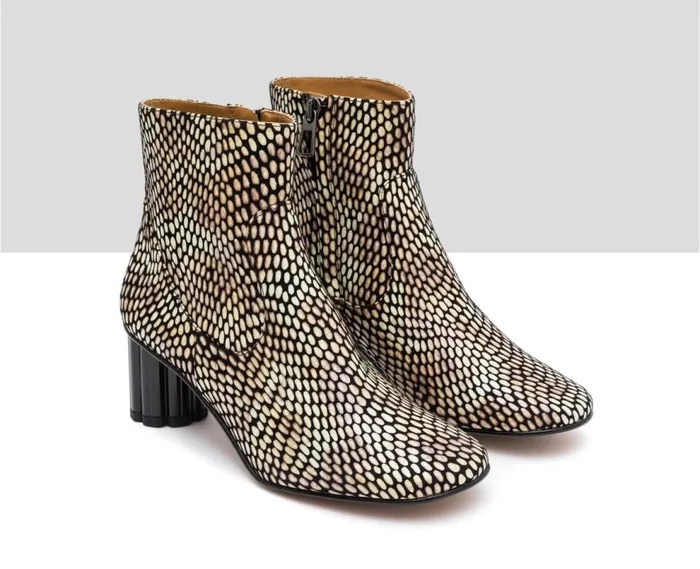 Audley Shoes Mid Heel Leather Booties Ivon Black Women Medium Heel