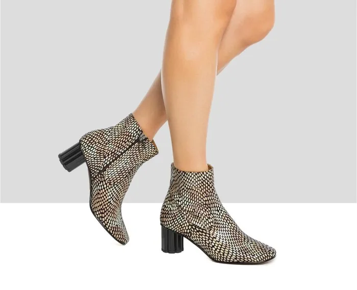 Audley Shoes Mid Heel Leather Booties Ivon Black Women Medium Heel
