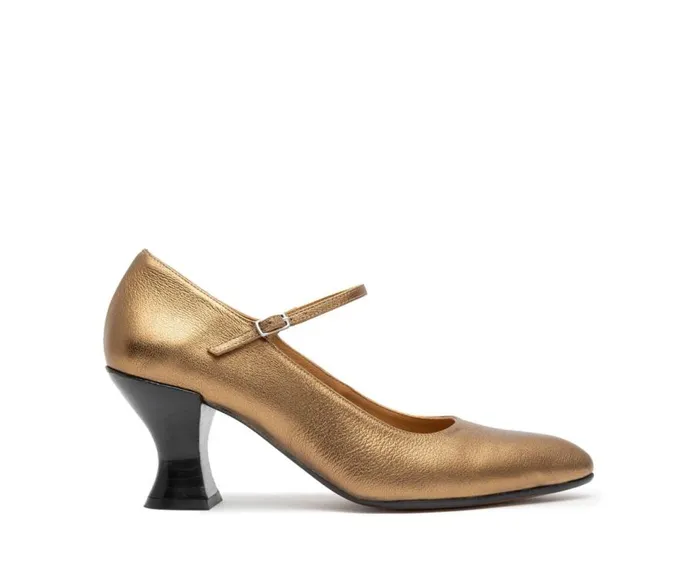 Audley Shoes Mid Heel Leather Shoe Galya Metallic Women Medium Heel