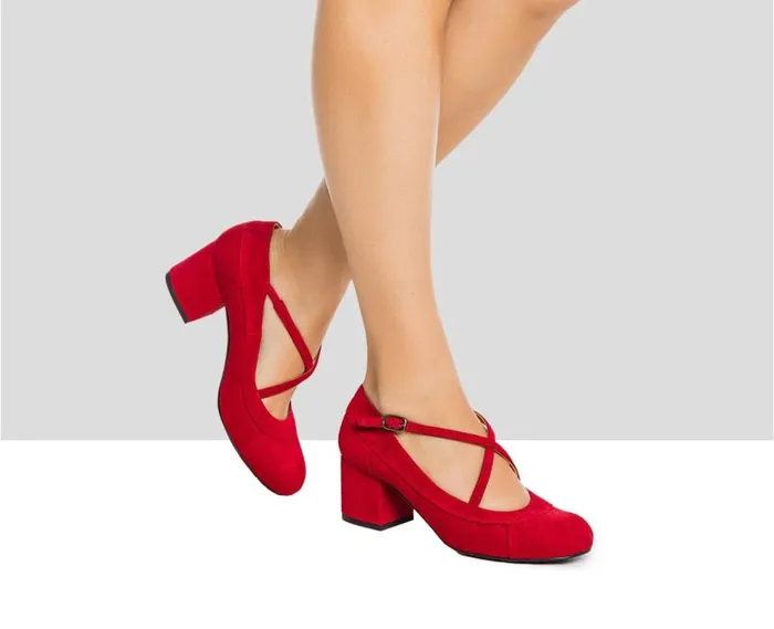 Audley Shoes Mid Heel Leather Shoe Idella Red Women Medium Heel