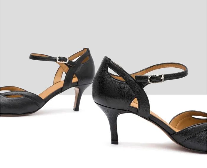 Audley Shoes Mid Heel Leather Shoe Iris Black Women Medium Heel