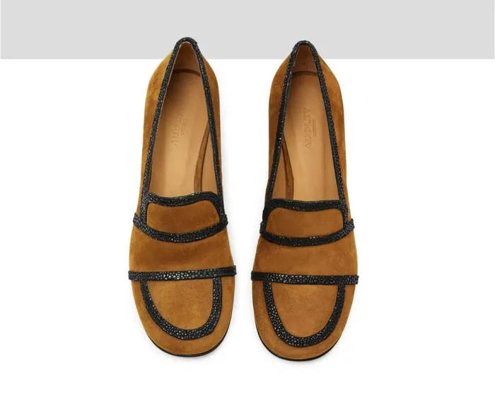 Audley Shoes Mid Heel Leather Shoe Isidra Brown Women Medium Heel