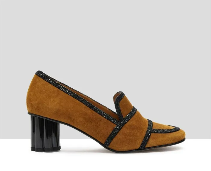 Audley Shoes Mid Heel Leather Shoe Isidra Brown Women Medium Heel