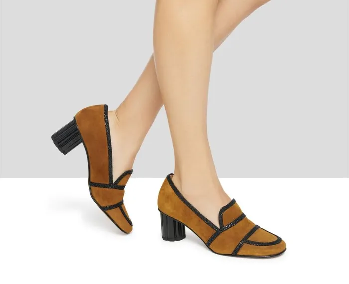 Audley Shoes Mid Heel Leather Shoe Isidra Brown Women Medium Heel