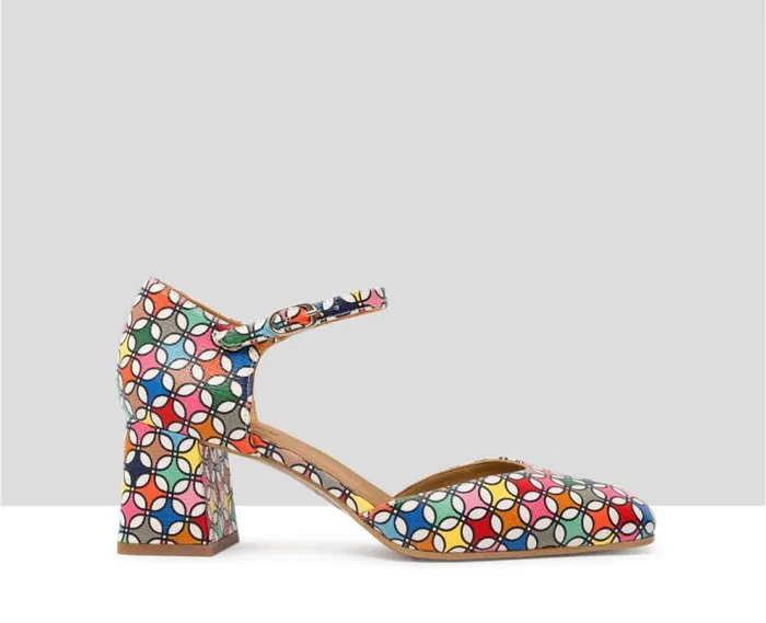 Audley Shoes Mid Heel Leather Shoe Jaima Print Women Medium Heel
